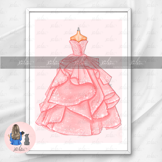 Pink Bubble Ball Gown Art Print