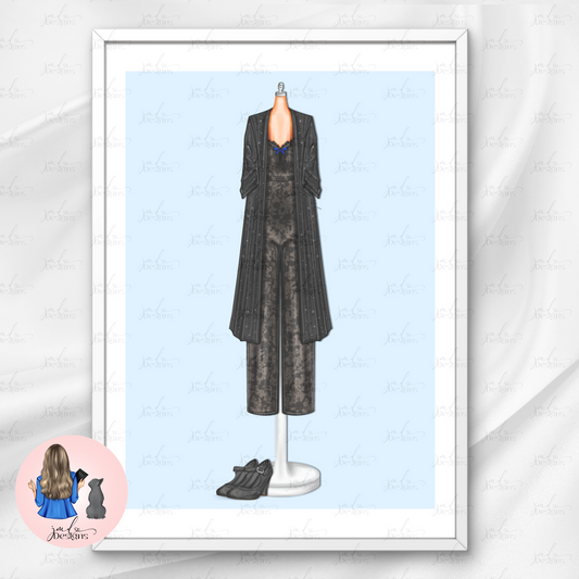 Sweet Pop Princess Laced Body Robe Dark Blue Bow Art Print