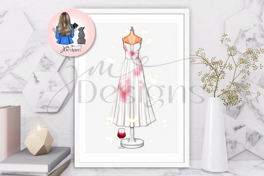 Wine Stained Dress Art Print