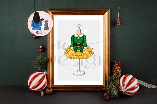 Santa's Little Elf Girlie Christmas Print