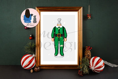 Santa's Little Elf Baby Christmas Print