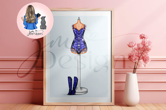 Clock Strikes Midnight Bodysuit 2 Inspired Outfit Illustration | Fashion Illustration Print | A4 & 5x7 Print