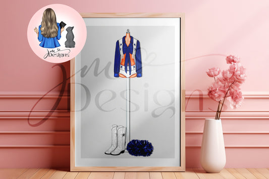 Blue And White Cheerleader Art Print